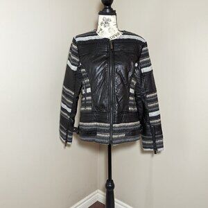 Buffalo Faux Leather Jacket Black Stripe M